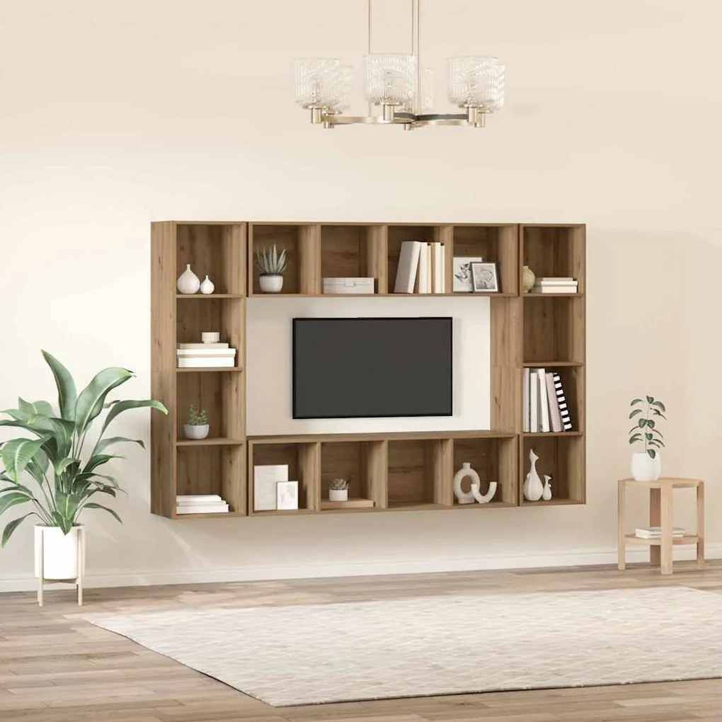 Conjunto de móvel de TV 4 pcs Castanho 37 x 37 x 142.5 cm