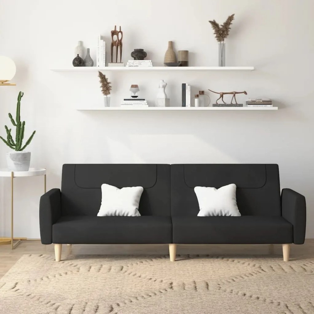 337405 vidaXL Sofá-cama de 2 lugares tecido preto