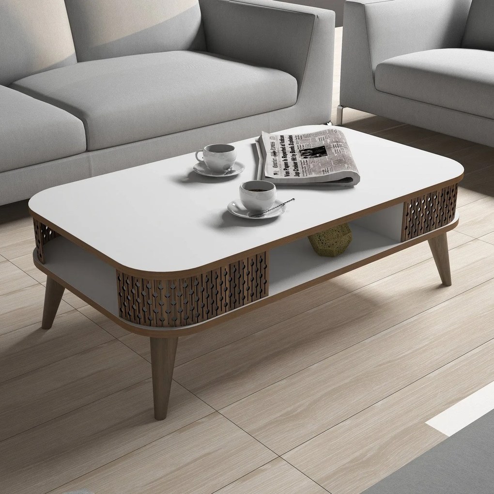 Mesa de Centro Eylül – Branco – 105x34,6x60 cm