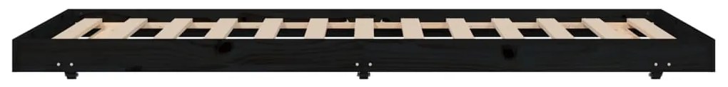 Estrutura de cama 75x190 cm madeira de pinho maciça preto
