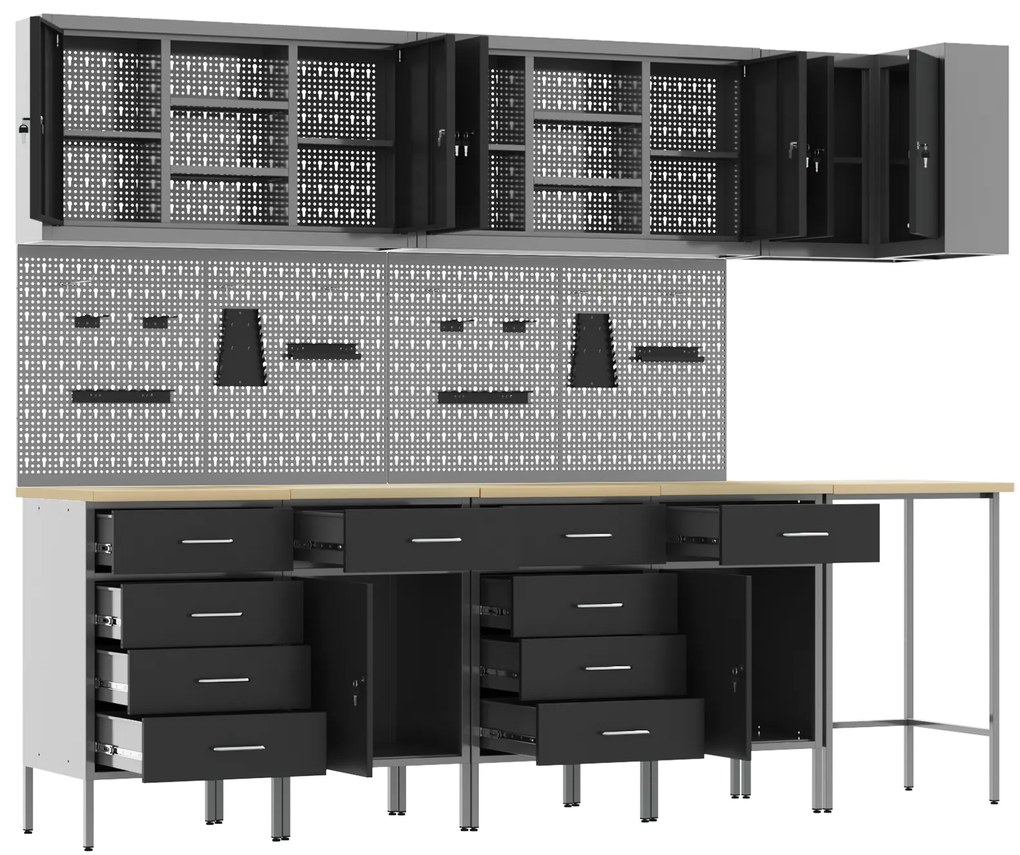 Conjunto de Armário de Trabalho e Painel de Ferramentas de 12 Peças vi