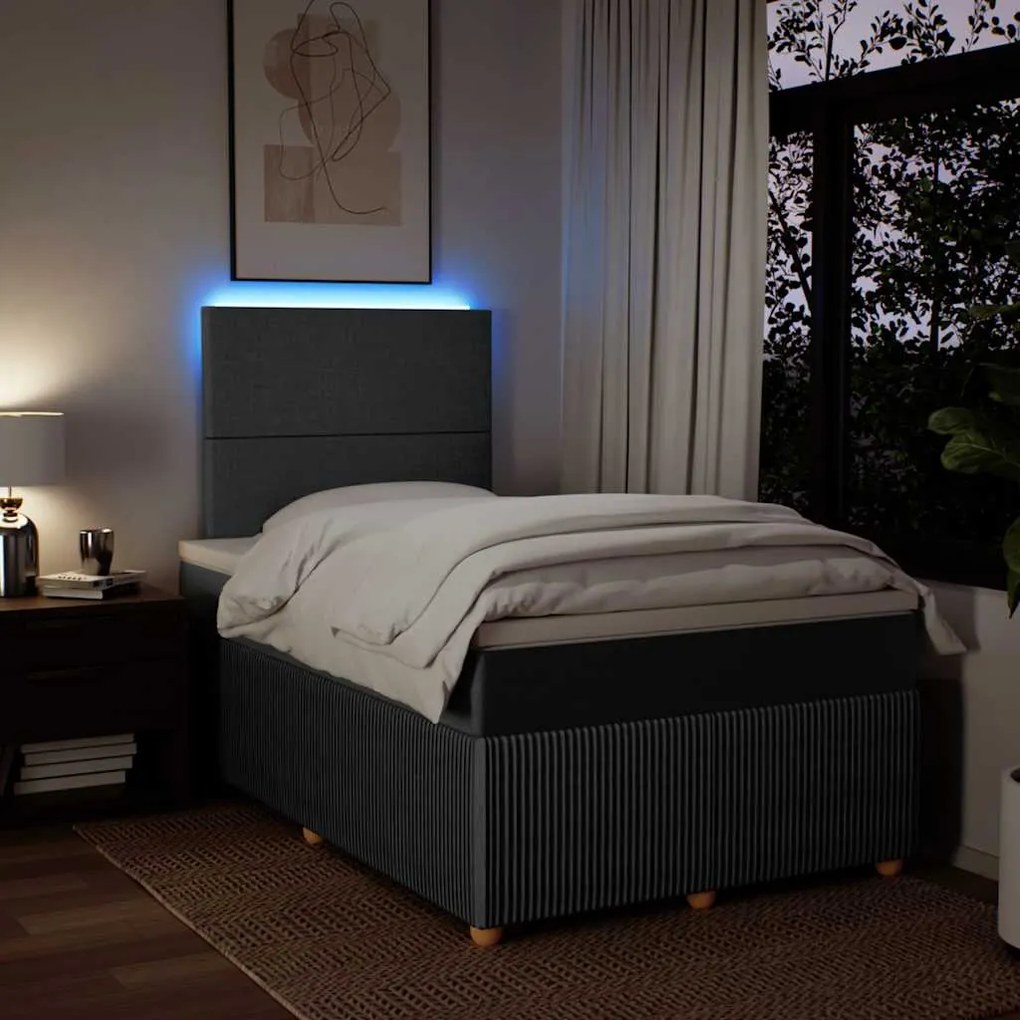 Cama boxspring com colchão 120x190 cm tecido cinzento-escuro