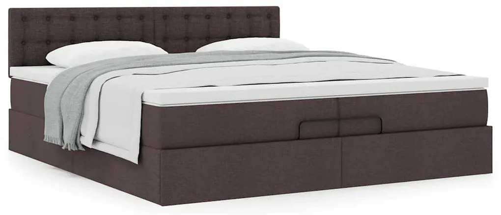Estrutura de cama otomana com colchão 200x200cm castanho-escuro