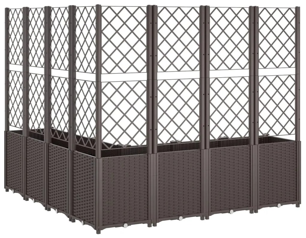 Vaso/floreira de jardim c/ treliça 160x160x140 cm PP castanho