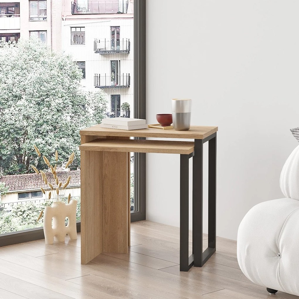 Mesas de Apoio ON7 – Nogueira – 51x52,8x29,5 cm / 44,5x47,8x24,5 cm