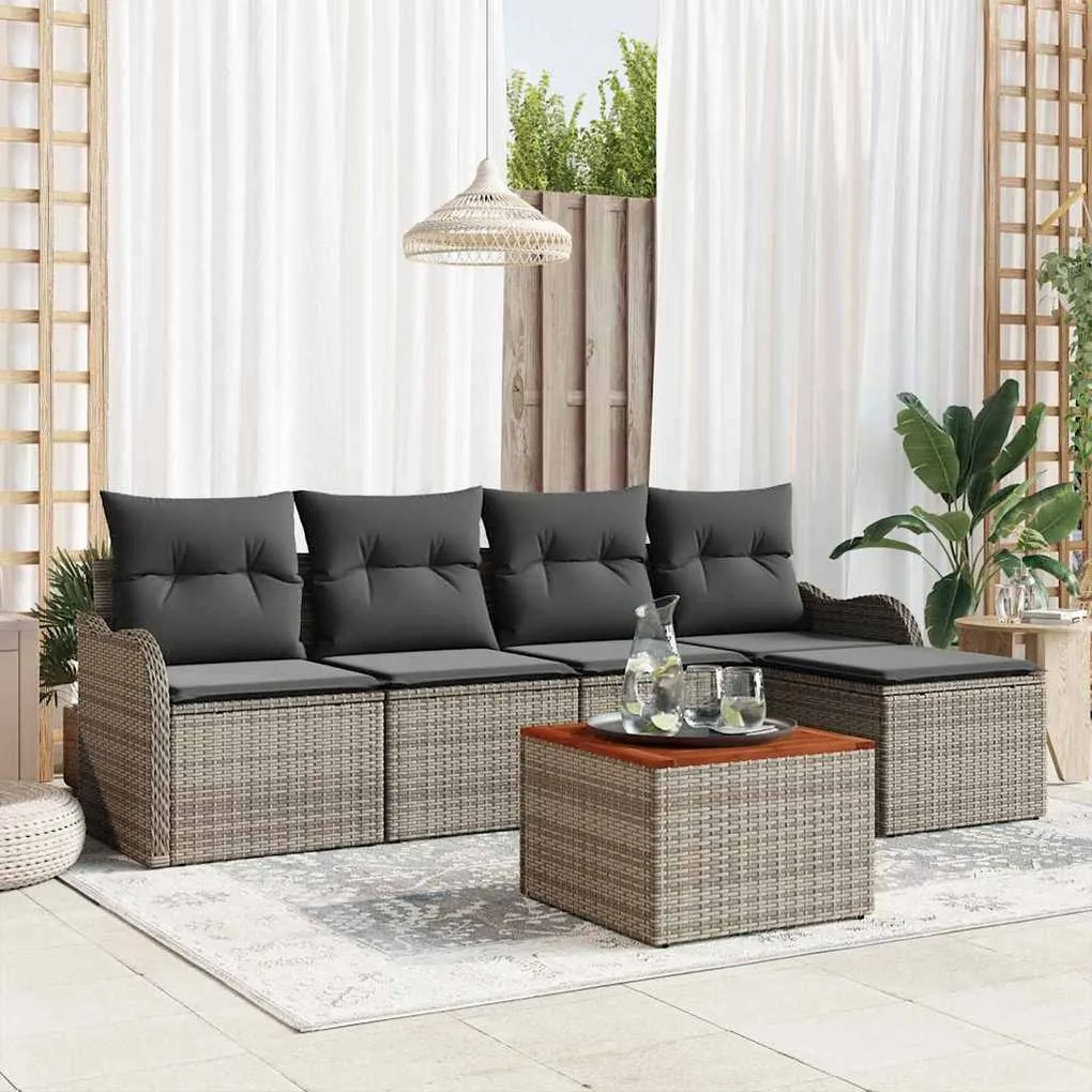 Conjunto de Sofá de Jardim Cinza 6 pcs Cinzeto Grande