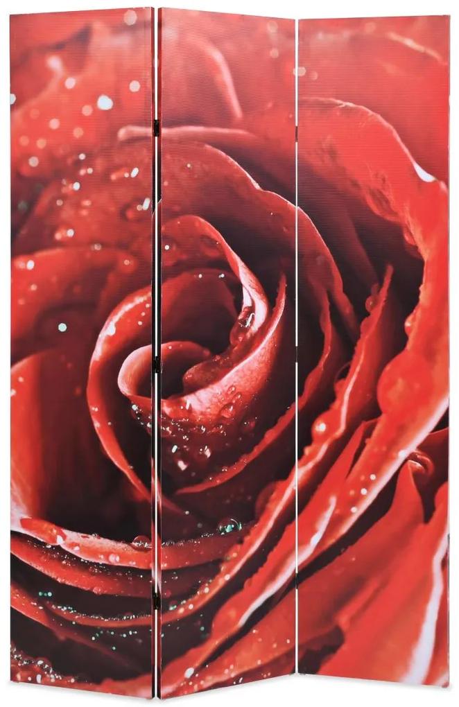 Biombos Dobrável com Estampa de Rosa Vermelha 120x180 cm