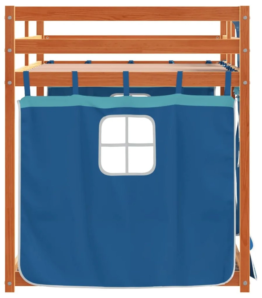 Beliche com cortinas 90x190 cm madeira de pinho maciça azul