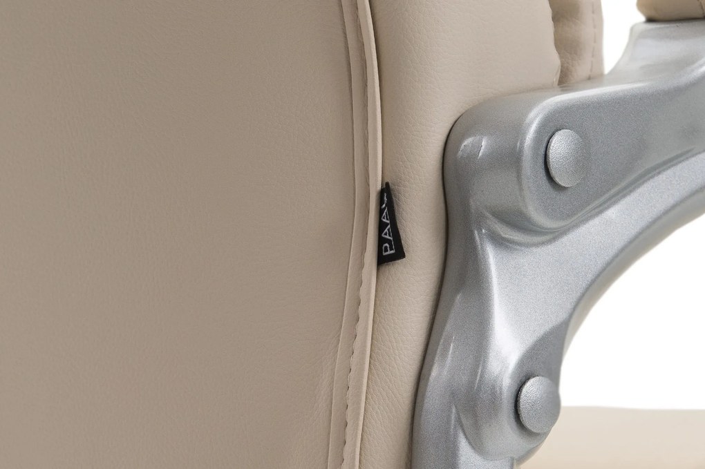 Cadeira de Escritório Texas de Couro Sintético Creme