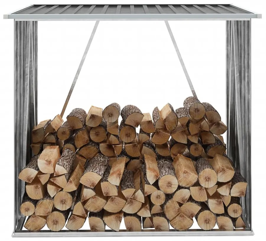 47091 vidaXL Abrigo arrumação de troncos jardim aço 163x83x154cm antracite