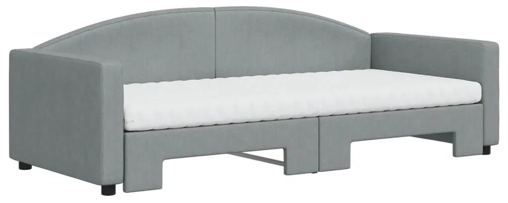 Sofá-cama c/ gavetão e colchões 90x200 cm tecido cinzento-claro