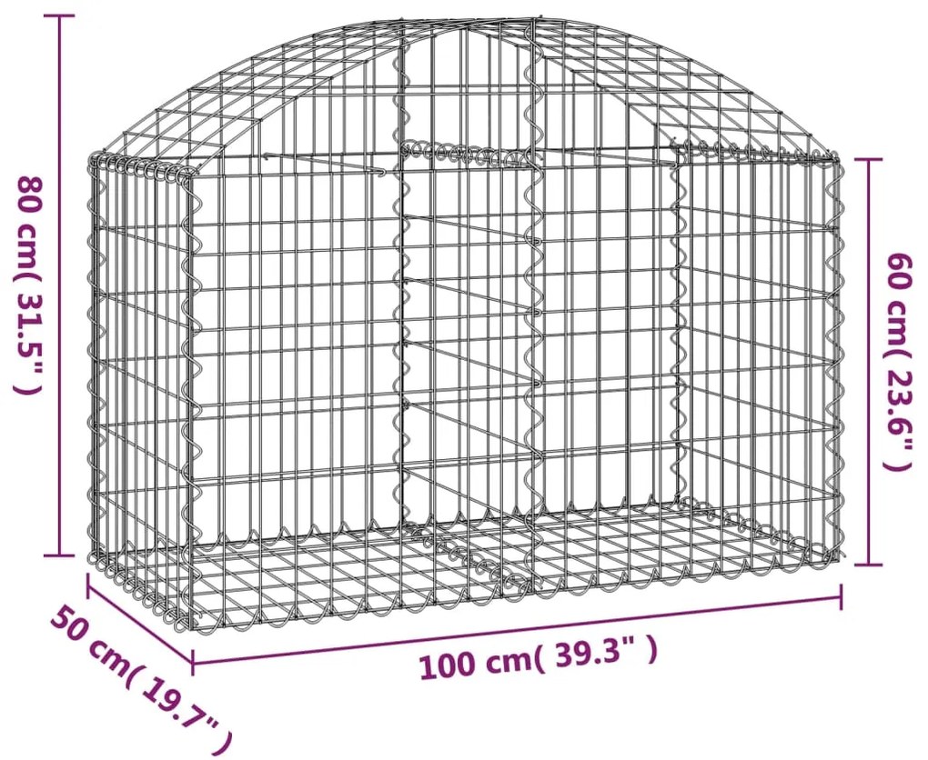 Cesto gabião arqueado 100x50x60/80 cm ferro galvanizado