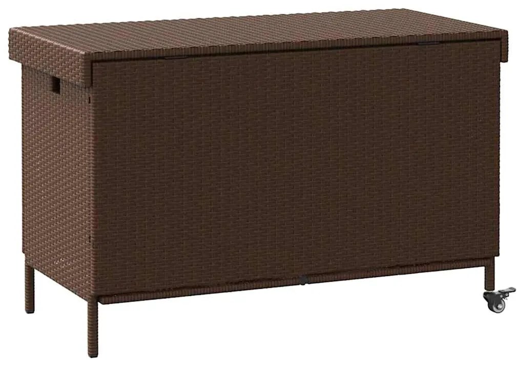 Caixa de arrumação com rodas 110x55x73 cm vime PE castanho