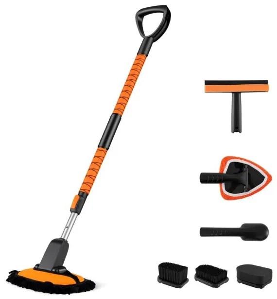 Conjunto de limpeza para automóveis com 10 peças, incluindo escovas, cabo retrátil, esponja de polimento e cabeças de esfregão sem riscos para veículo