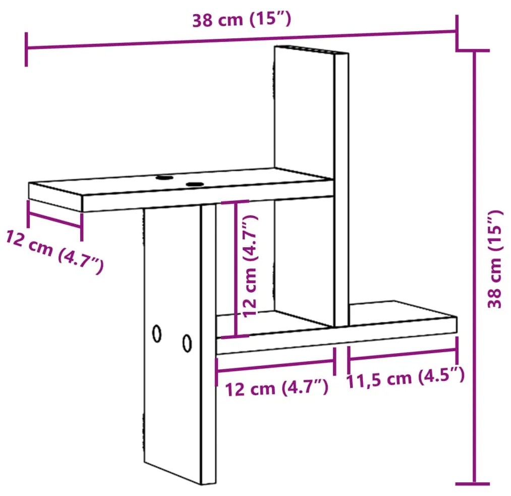 Prateleiras de parede 2 pcs derivados madeira carvalho sonoma