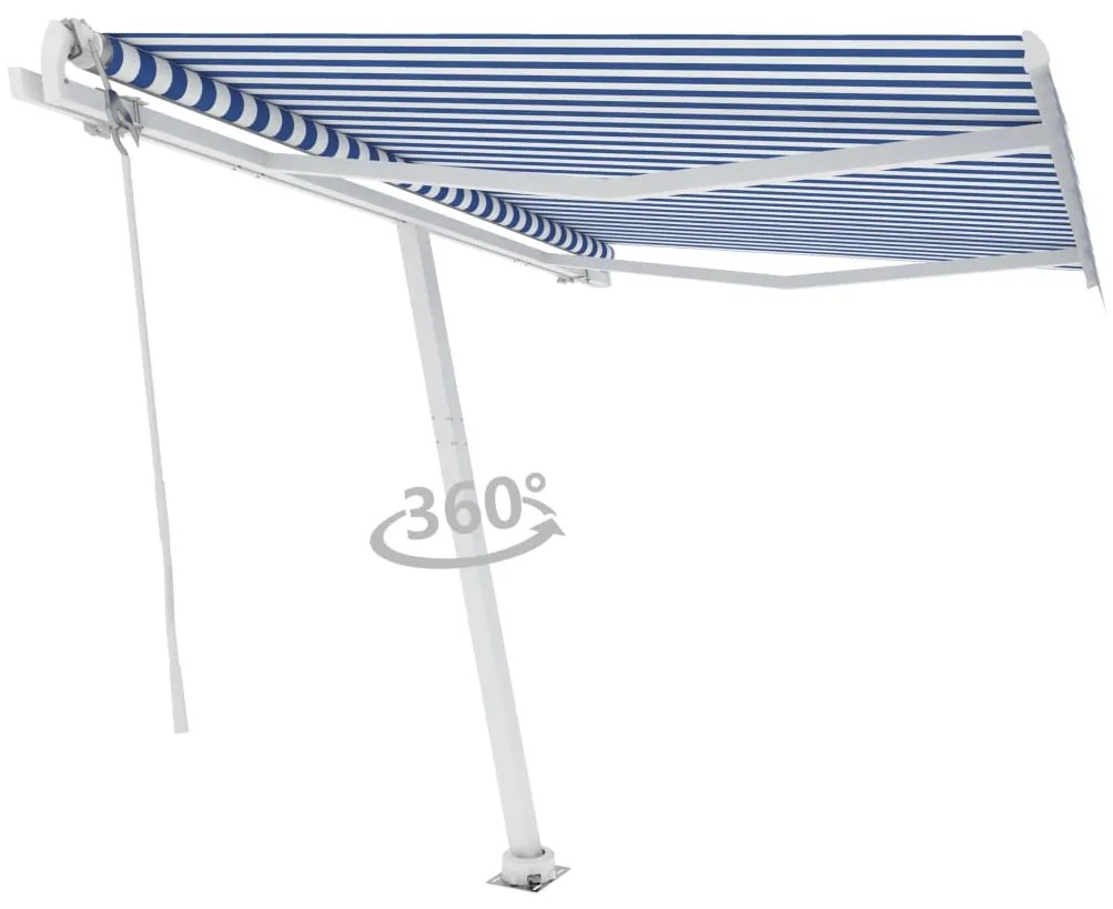 Toldo automático independente 350x250 cm azul e branco