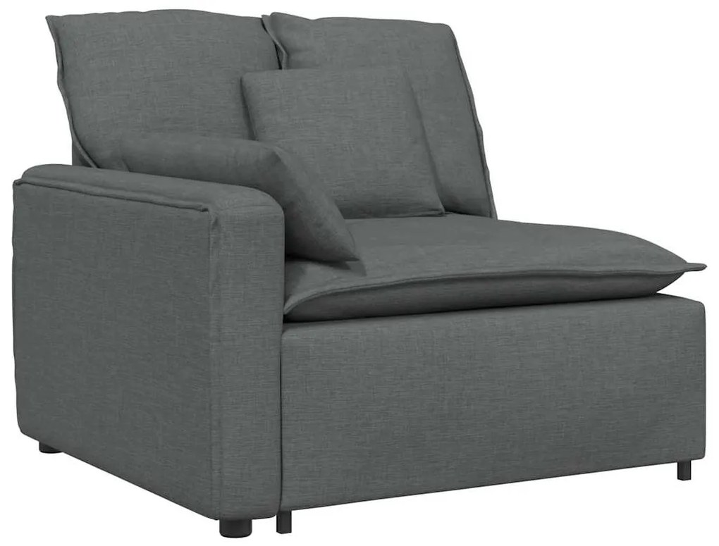 Sofá modular com almofadas tecido cinzento-escuro