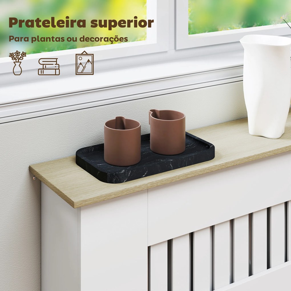 Cobertura para Radiadores Proteção Radiador de MDF 78x19x81 cm Desenho Moderno de Ripas Branco