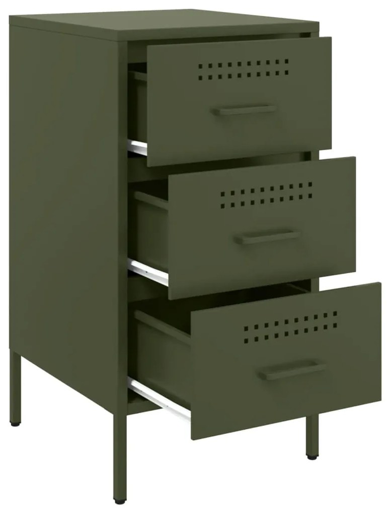 Mesas de cabeceira 2 pcs 36x39x68 cm aço verde-azeitona