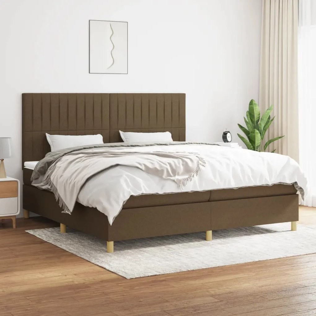 vidaXL Cama com molas/colchão 200x200 cm tecido castanho-escuro