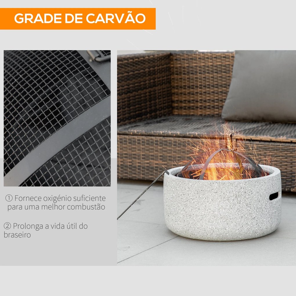 Brasero Exterior Redondo Brasero para Jardim com Atizador Protetor de