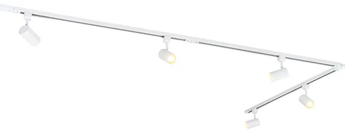 Sistema de trilhos moderno branco monofásico com 5 focos - Iconic Jeana