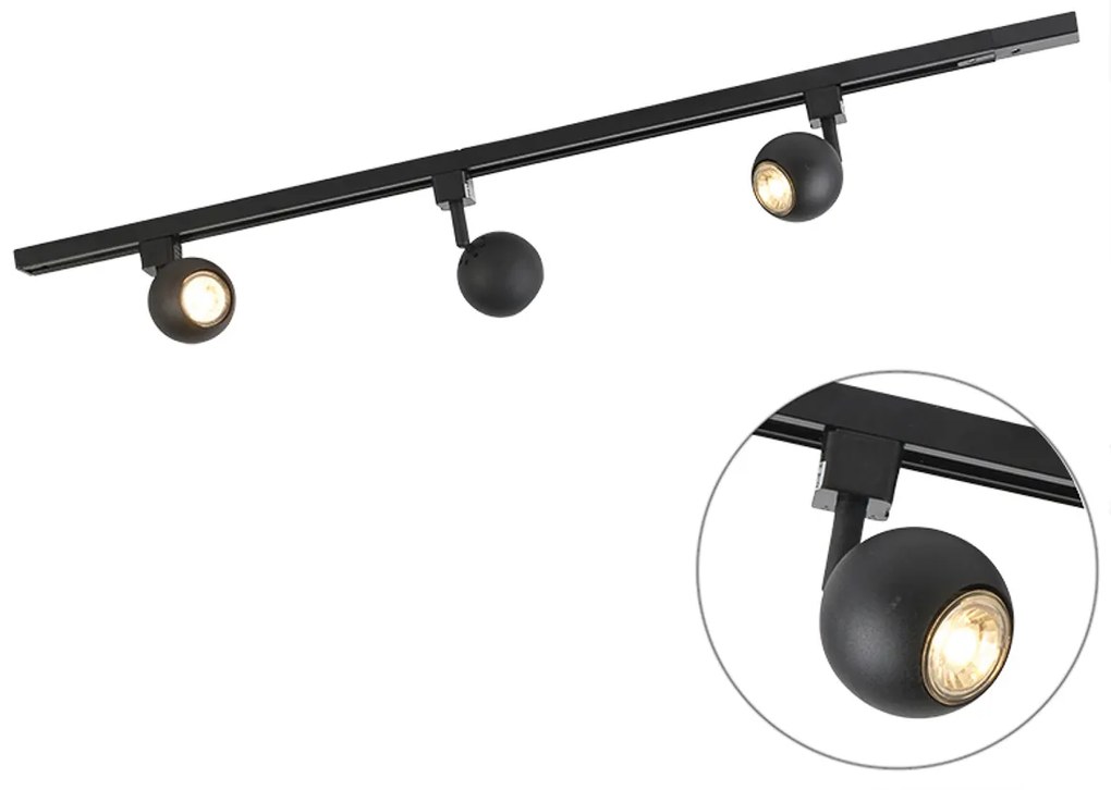 LED Sistema de trilhos moderno inteligente preto monofásico com 3 GU10 Wi-Fi - Gissi Moderno