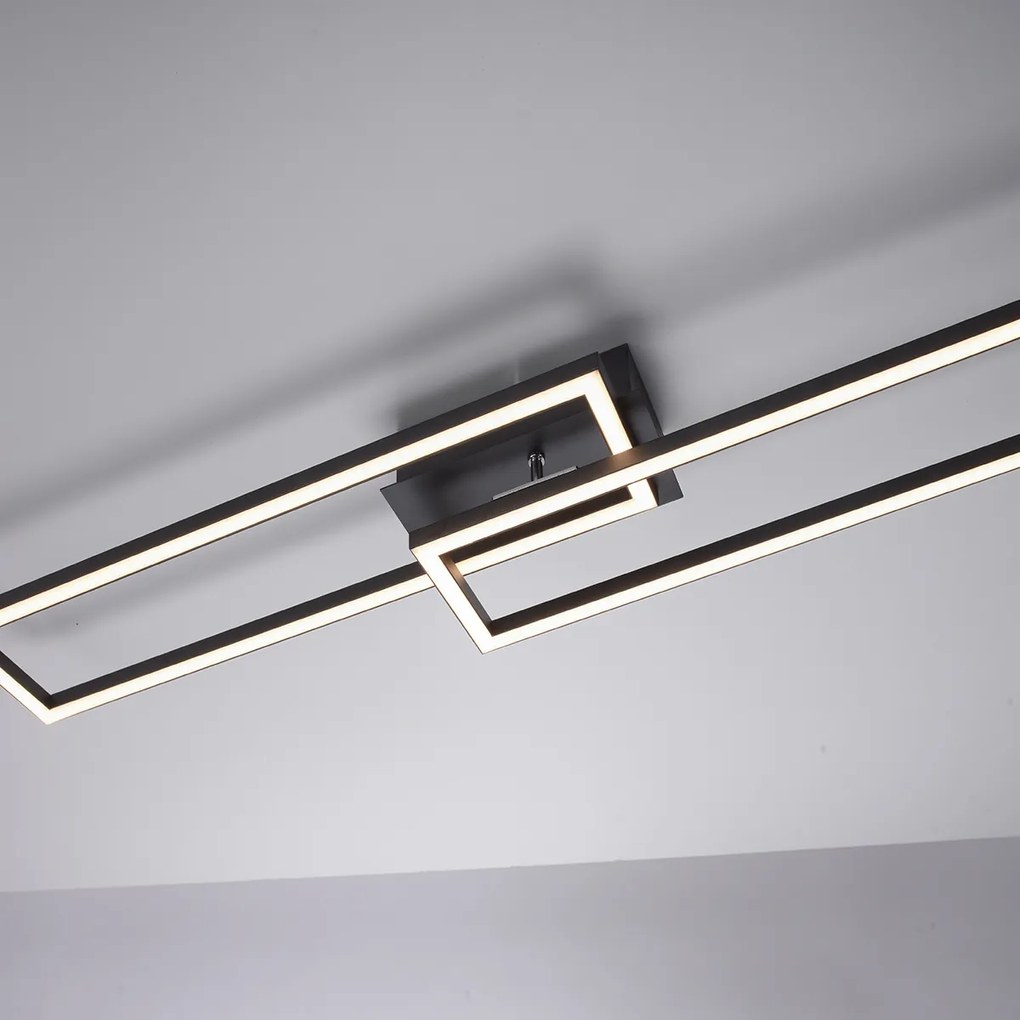 Luminária de teto preta 101 cm incl. LED regulável em 3 níveis - Georgi Moderno