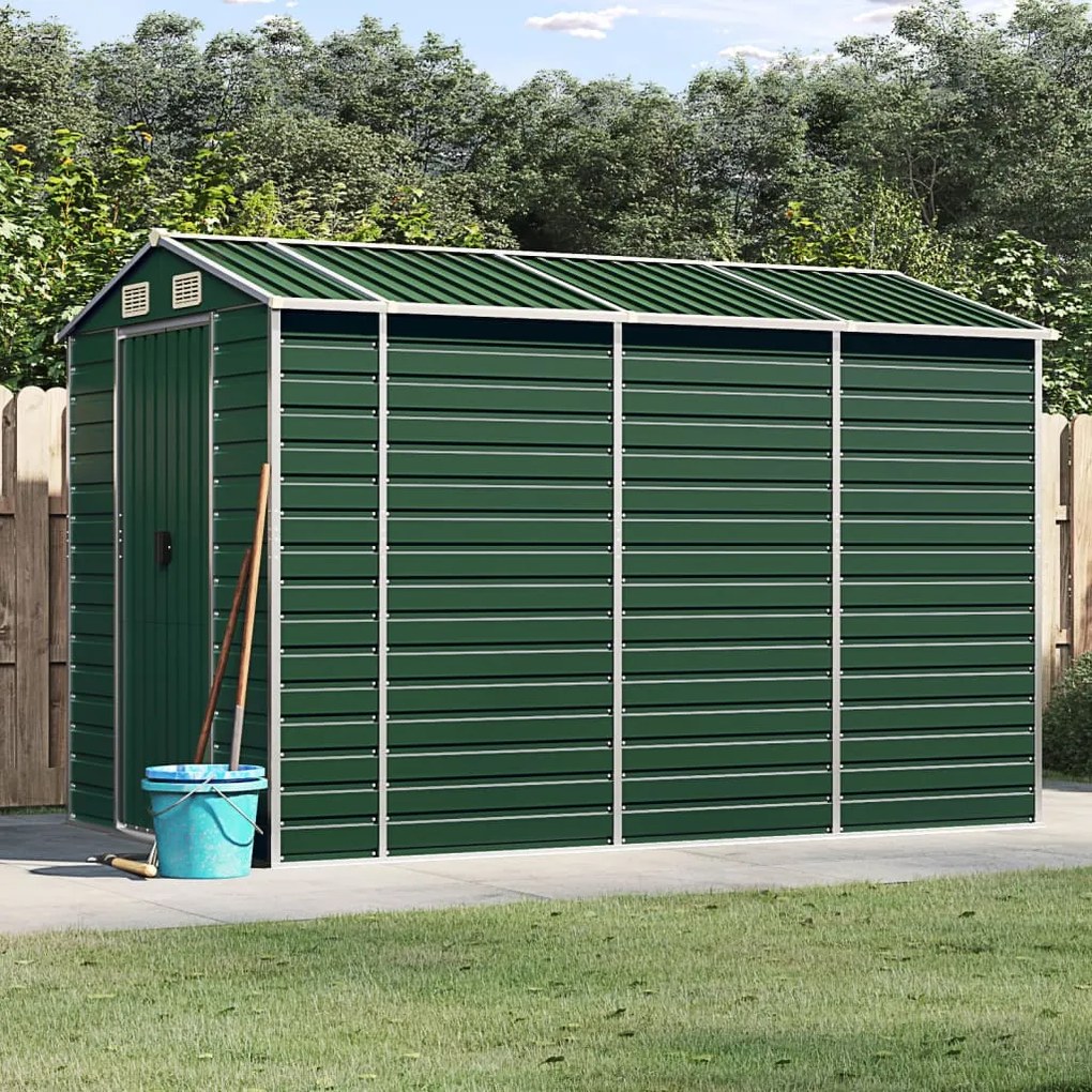 vidaXL Abrigo de jardim 191x300x198 cm aço galvanizado verde