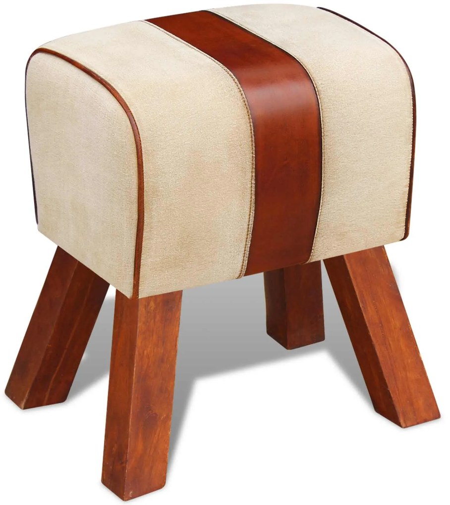 vidaXL Banquinho de Livro Castanho Couro