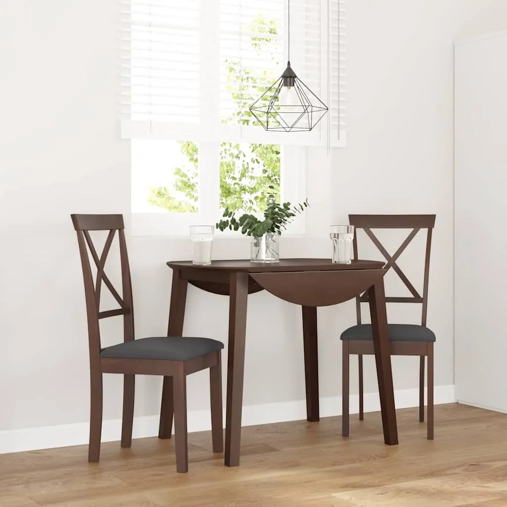Cadeiras de jantar com almofadões 2 pcs madeira maciça castanho
