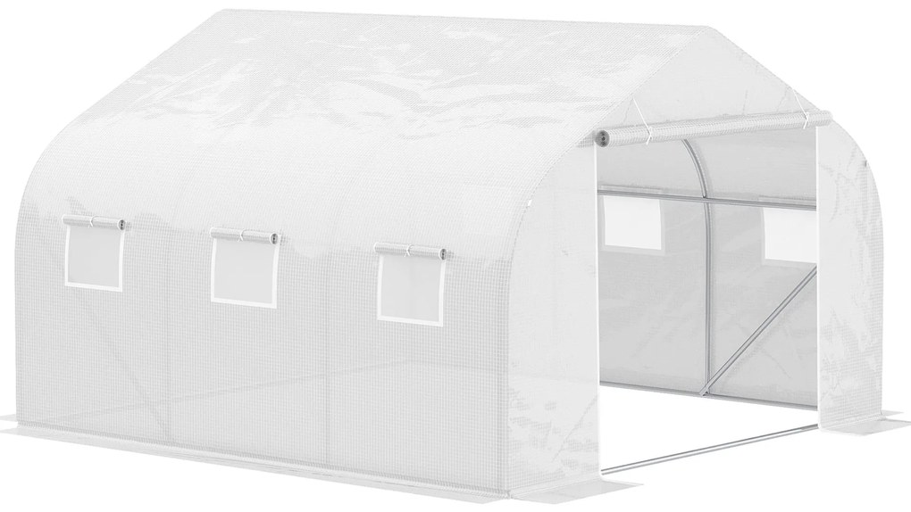 Estufa Tipo Túnel 350x300x200 cm com Porta Enrolável 6 Janelas Estufa