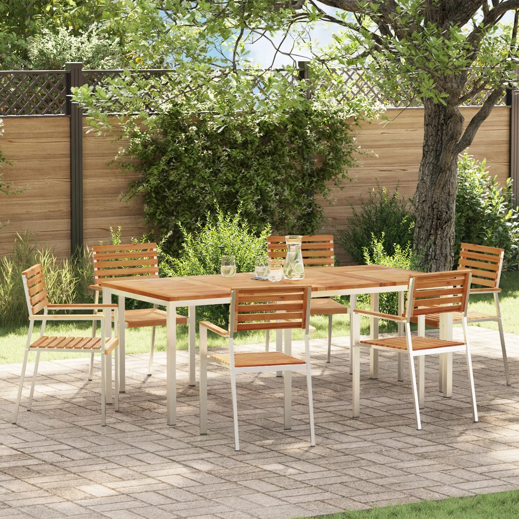 Conjunto de Jantar para Jardim vidaXL de 7 Peças Madeira Sólida Teca