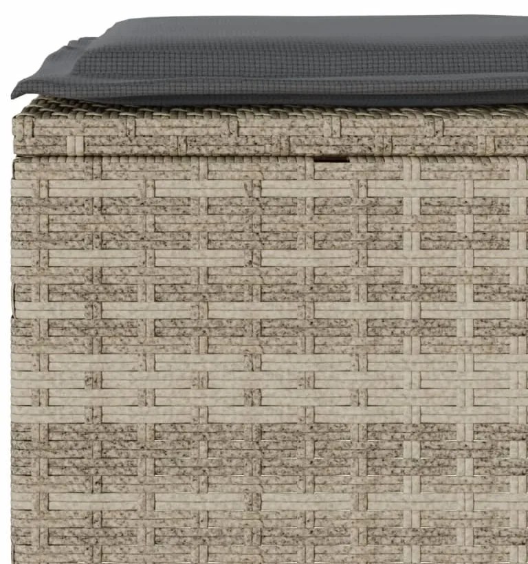 3 pcs conjunto bistrô com almofadões vime PE cinzento claro