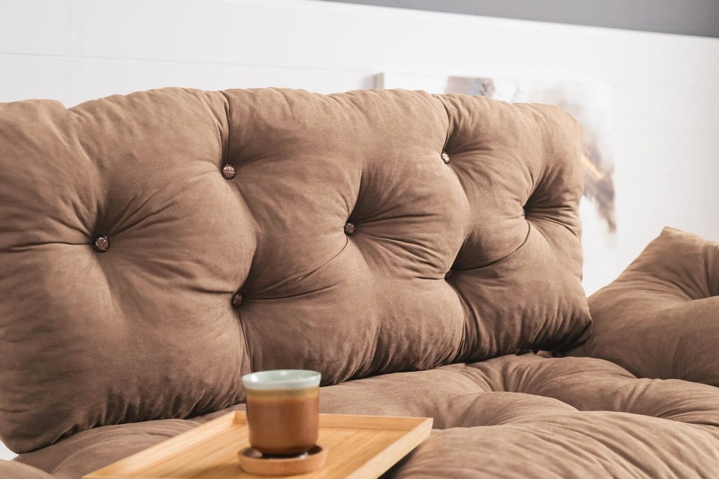 Sofá-Cama de 2 Lugares Nitta – Castanho Claro – 155x85x70 cm
