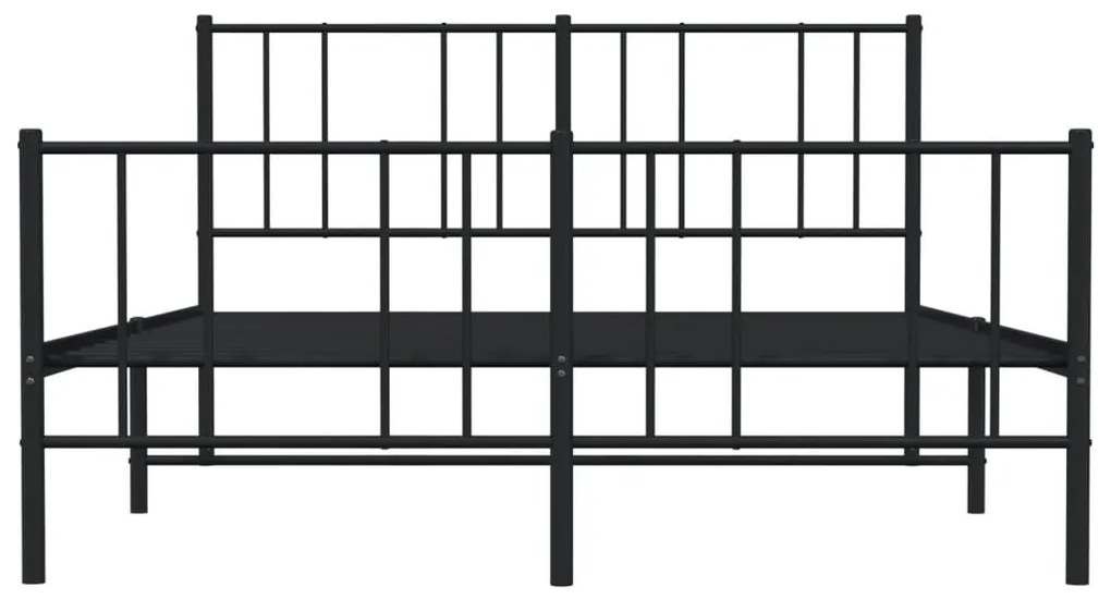 Estrutura de cama com cabeceira e pés 120x190 cm metal preto