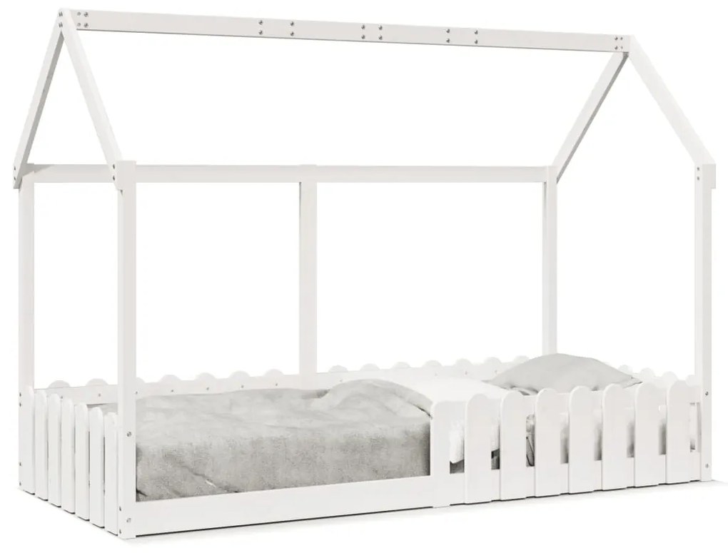 Cama infantil formato de casa 90x200 cm pinho maciço branco