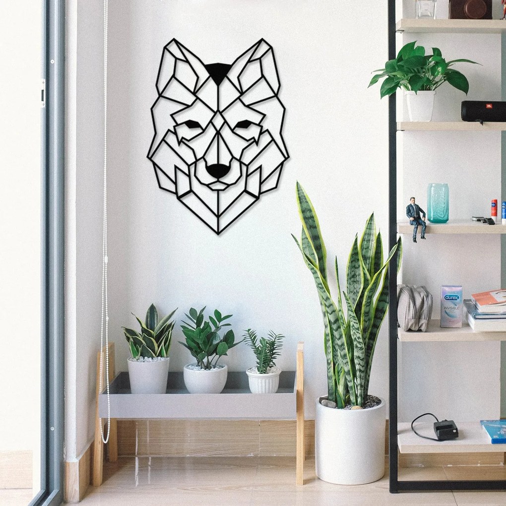 Acessório Decorativo de Parede Metal Wolf2 – Preto – 41 x 57 cm