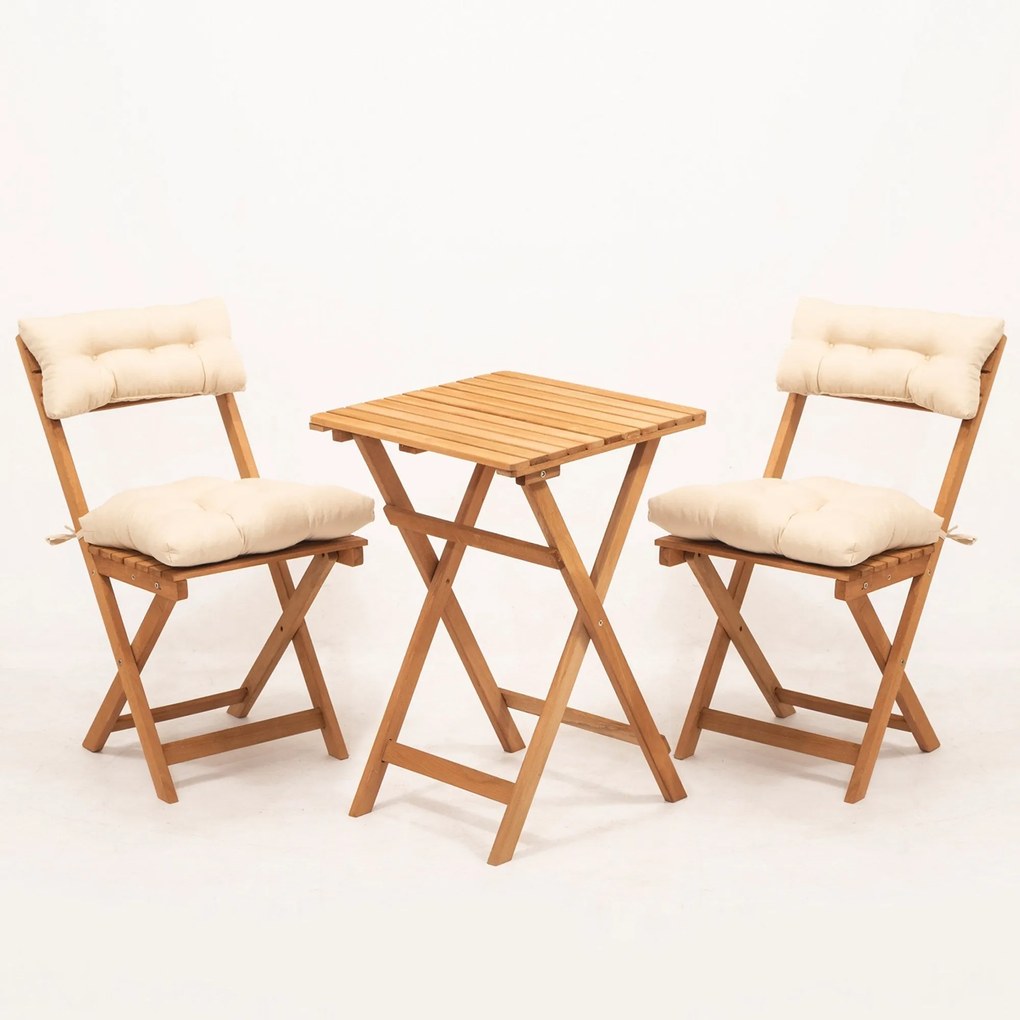 Conjunto de Mesa e Cadeiras de Jardim My001A – Natural Creme – 50x72x5