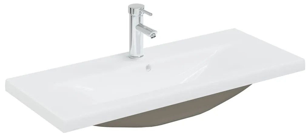 Conjunto de móveis de casa de banho derivados de madeira branco