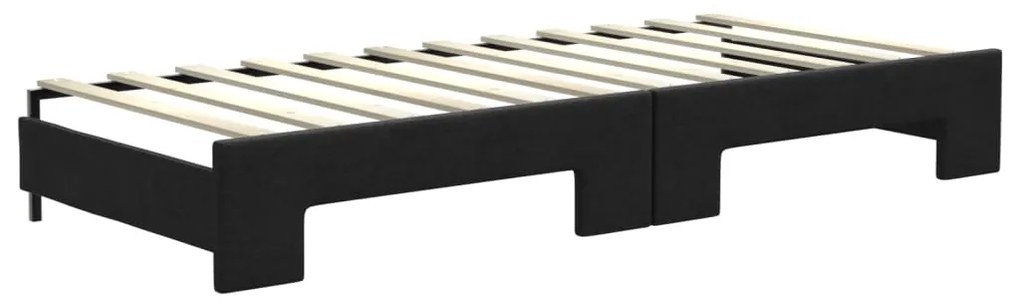 Sofá-cama com gavetão e colchões 80x200 cm tecido preto