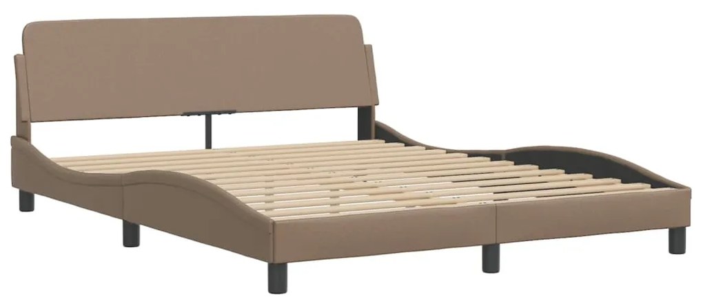 Cama com colchão 160x200 cm couro artificial cappuccino