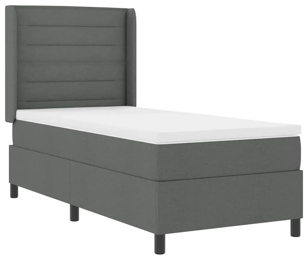 Cama Box com Colchão Cinza Escuro 90x200 cm em Tecido