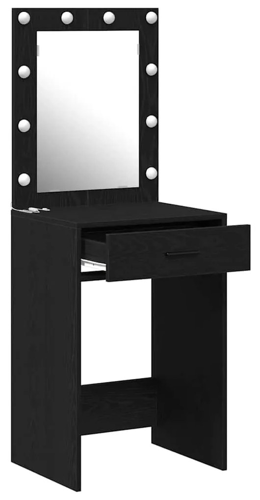 Mesa de Maquilhagem com Luzes LED Carvalho Preto 50x41x135 cm