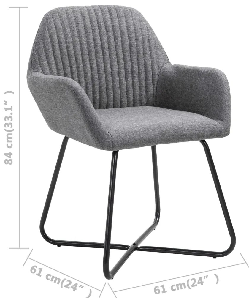 Cadeiras de jantar 4 pcs tecido cinzento-escuro