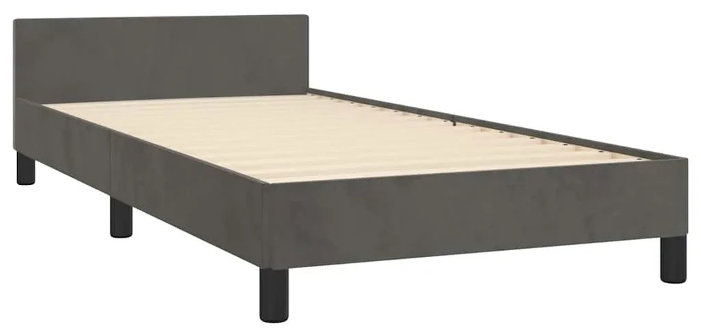 Estrutura de cama sem colchão 90x200 cm veludo cinzento-escuro