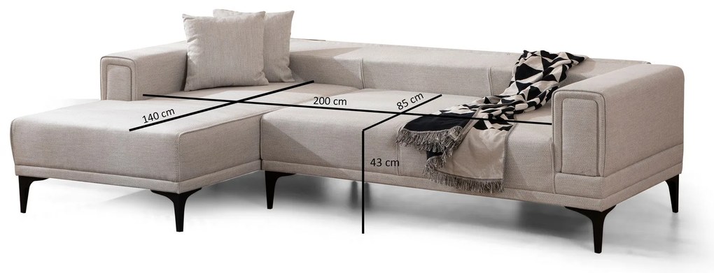Sofá-cama de canto Horizon – Ecru – 140x250 cm