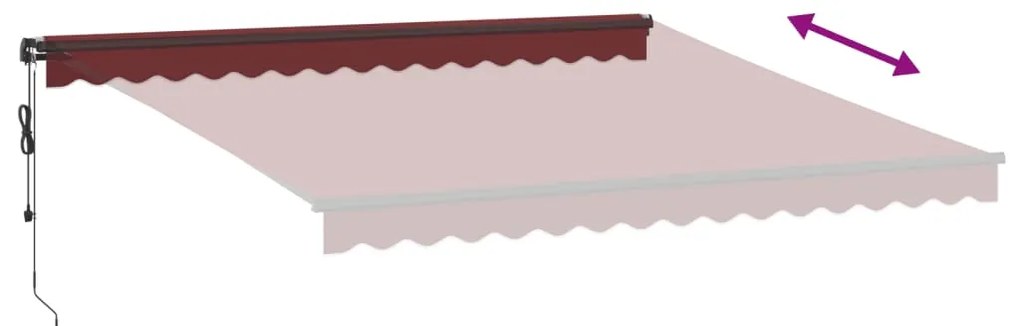 Toldo retrátil automático com luzes LED 400x350 cm bordô