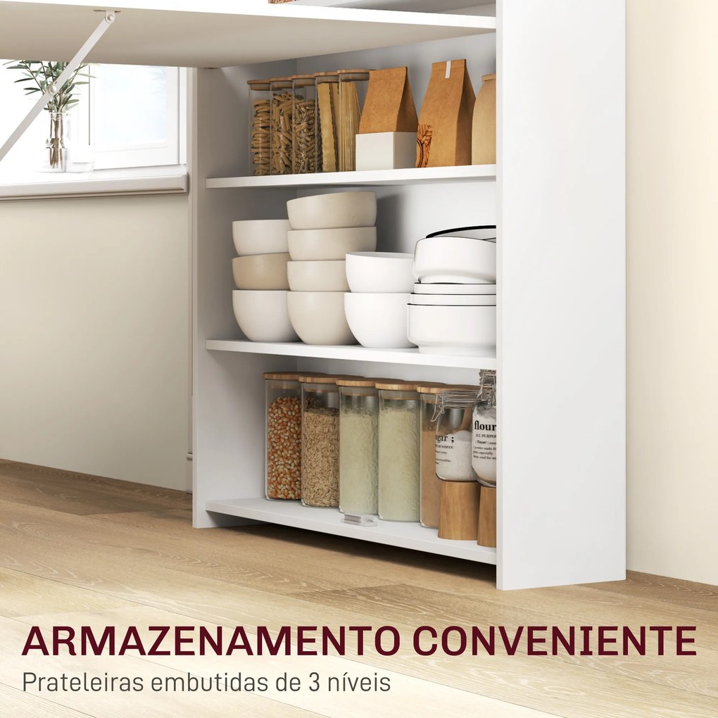 Mesa Dobrável de Jantar Mesa de Cozinha com Folha Abatível 4 Compartimentos (CADEIRAS NÃO INCLUIDAS) Até 3 Pessoas 78,5x91x93 cm Branco