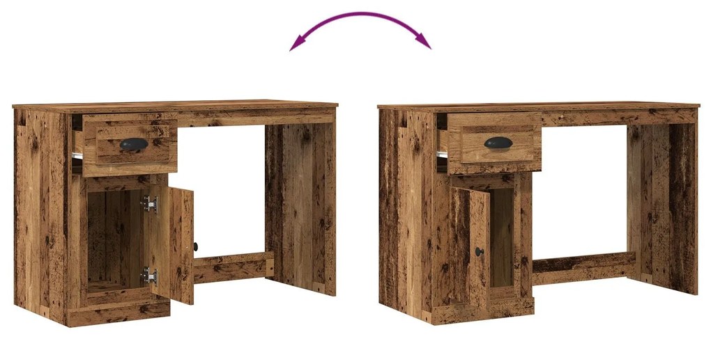 Escrivaninha vidaXL com Armazenamento em Madeira Velha 50x115x75 cm em